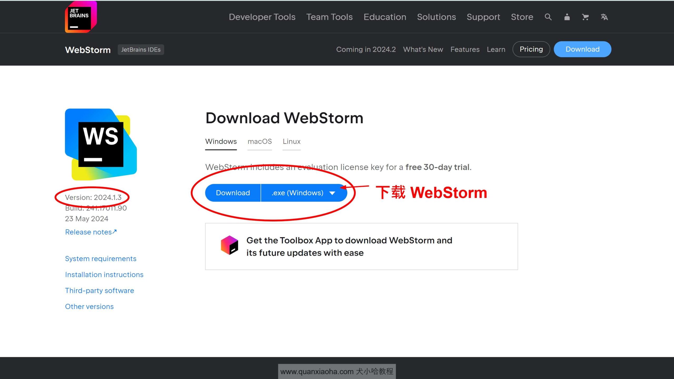 Webstorm 2024.1.3版本官网下载