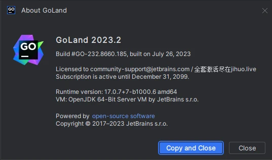 JetBrains激活码(GoLand 2023.2激活成功教程激活教程，带激活码【亲测有效，永久激活】)