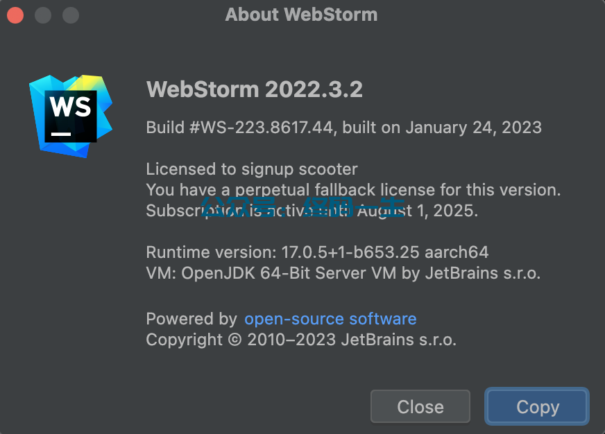 JetBrains激活码(WebStorm2022.3.2 激活成功教程教程 永久激活码 激活教程 亲测)