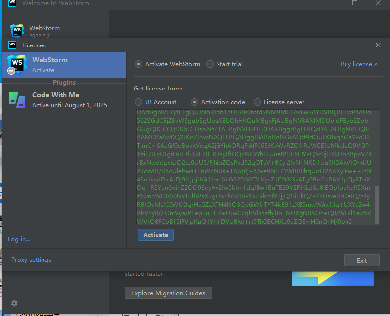 JetBrains激活码(Webstorm2022.2.2 最新版激活成功教程激活教程)