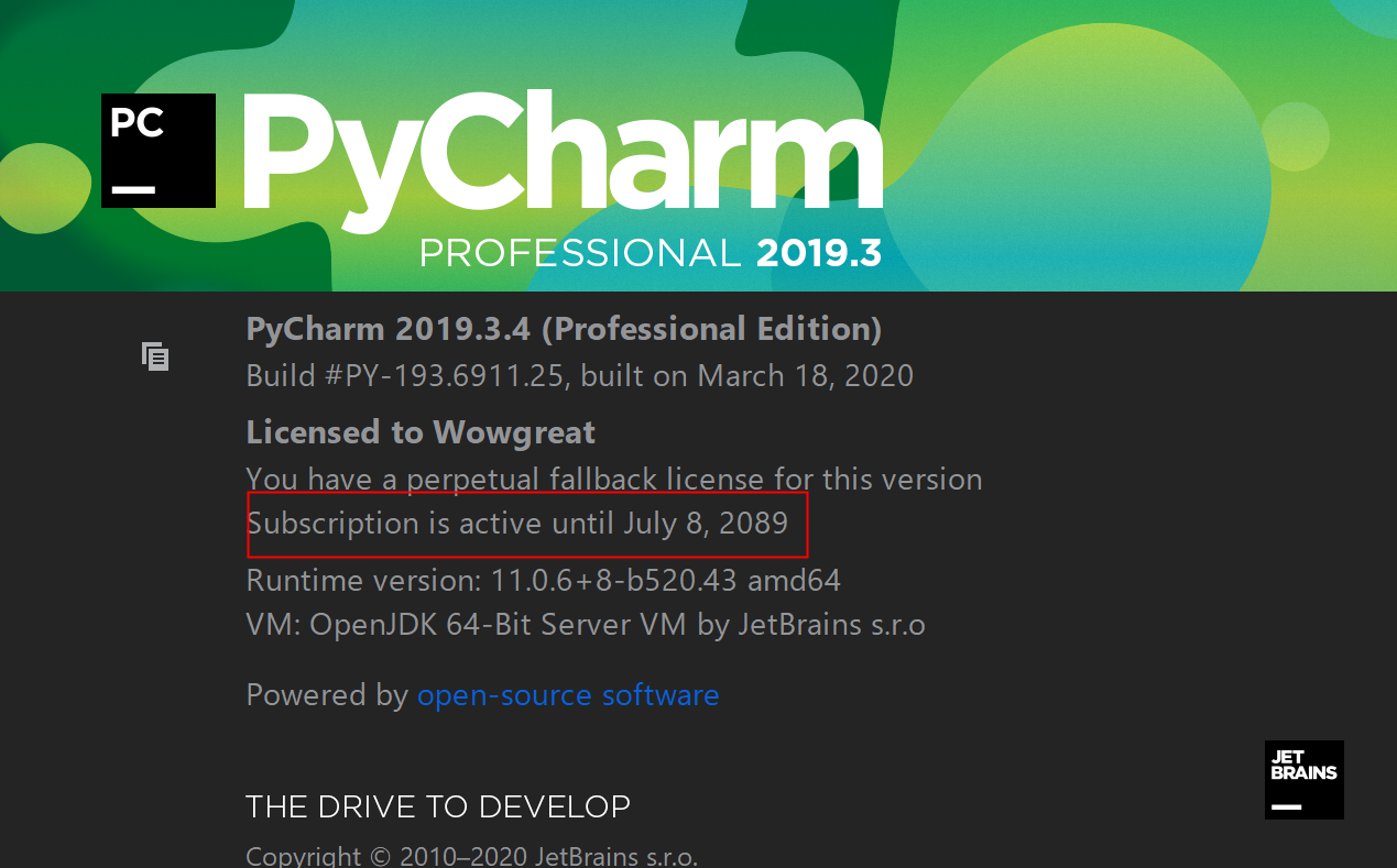 JetBrains激活码(pycharm 2019 3.4 安装包及激活方式)
