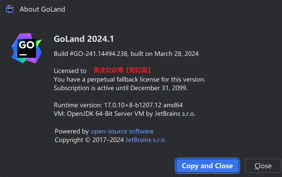 JetBrains激活码(GoLand 2024.1最新版免费激活激活成功教程安装教程（附激活工具+激活码）-持续更新永久维护)