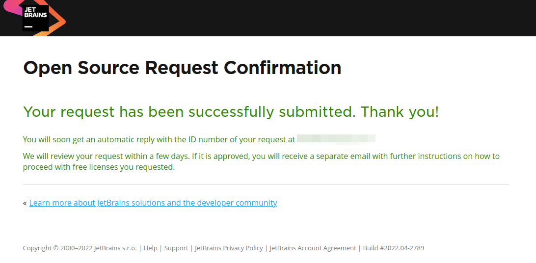intellij-open-source-license-request-confirmation
