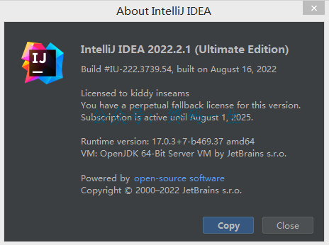 JetBrains激活码(IntelliJ IDEA 2022.2.1 永久激活教程 激活成功教程教程 专属激活码 亲测可用)