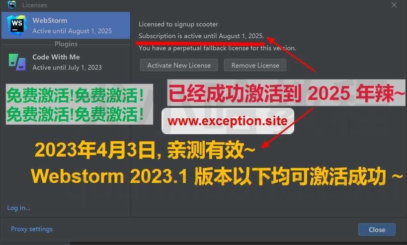 Webstorm 2023.1 成功激活至2099年截图