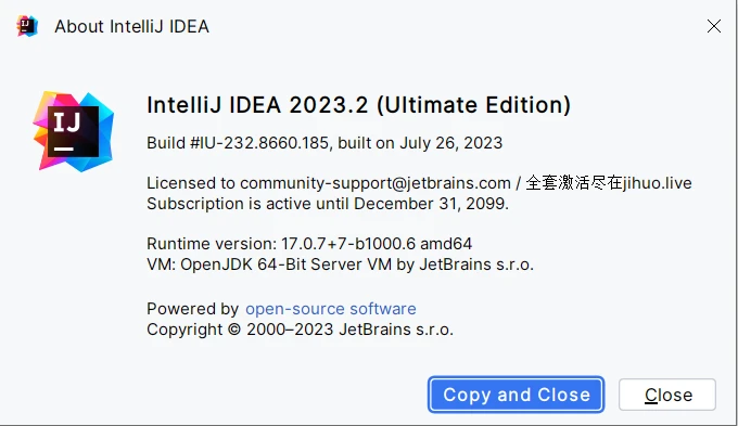 JetBrains激活码(最新 Idea 2023.2.5 专业版安装与激活(带激活工具激活码))