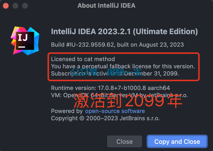 JetBrains激活码(IntelliJ IDEA 2023.2.1 激活成功教程到2099教程 激活码激活成功教程码激活工具 永久免费激活成功教程)