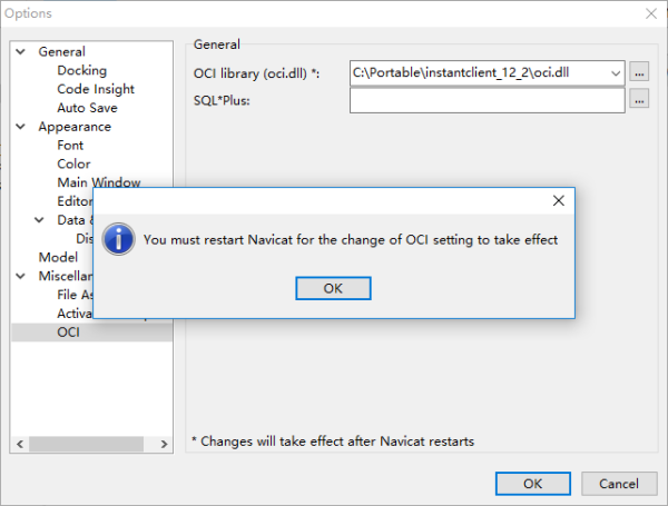 配置 Navicat 的 OCI