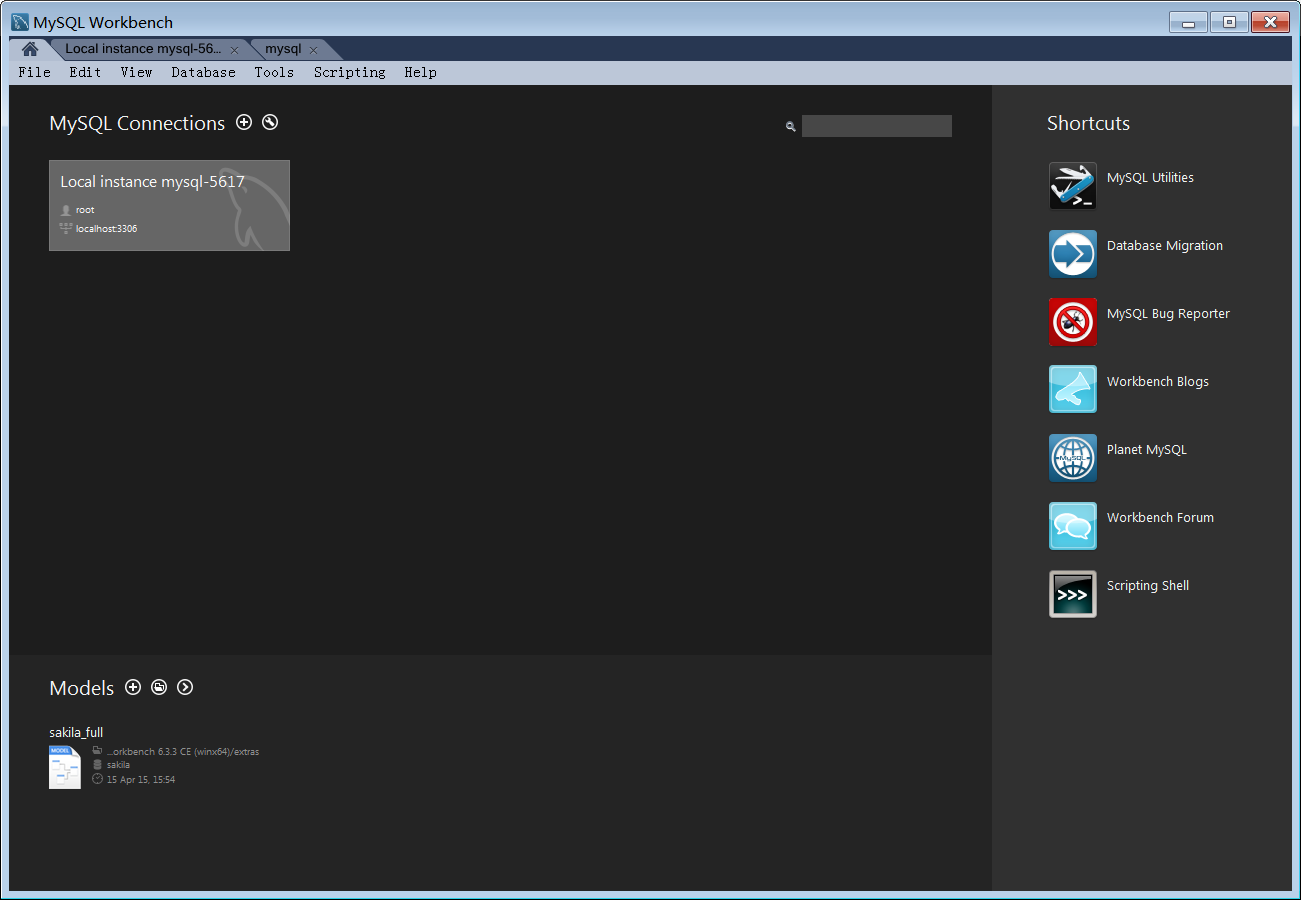 MySQL Workbench起始图