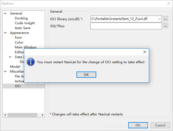 配置 Navicat 的 OCI