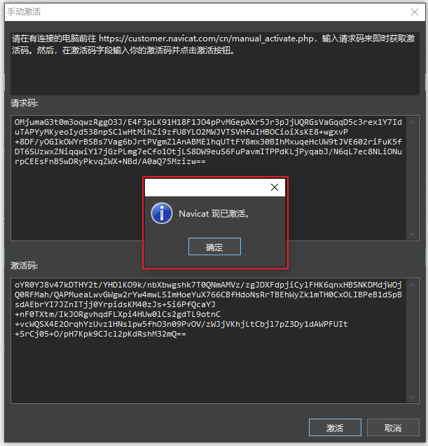 将激活码复制到Navicat Premium 15中的激活码框框里”