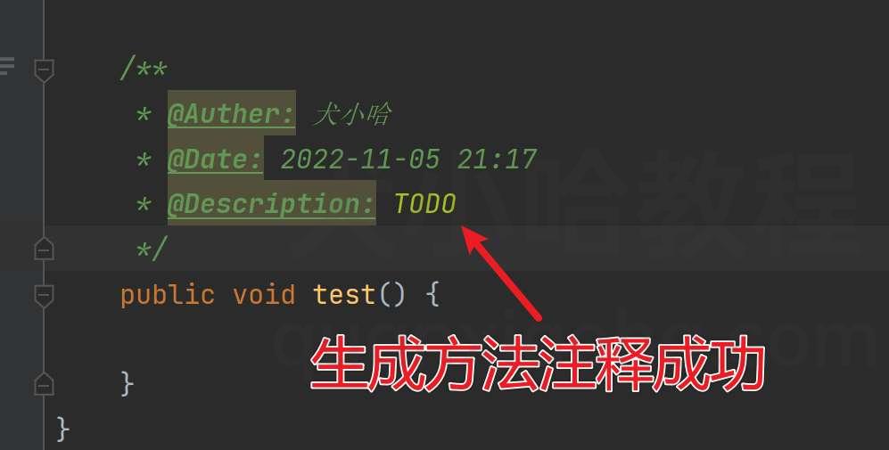生成方法注释成功