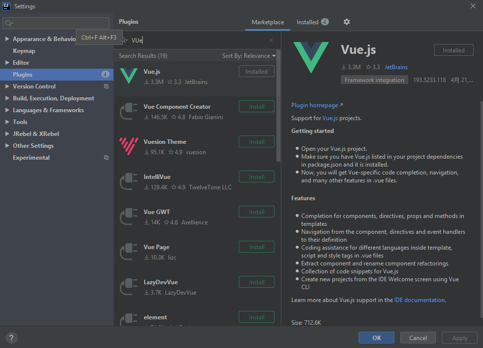 idea搜索不到vue插件