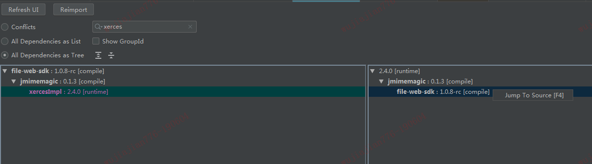 idea 查看依赖冲突