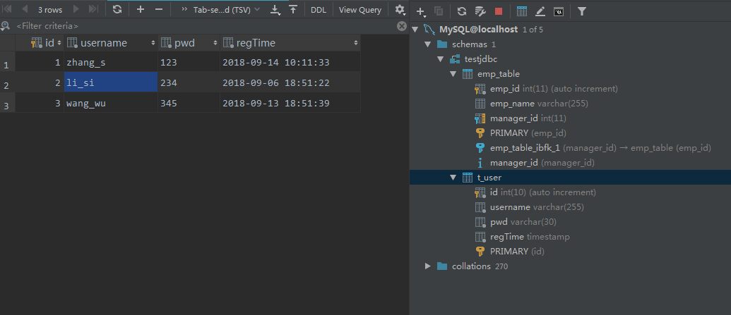 intellij idea连接数据库