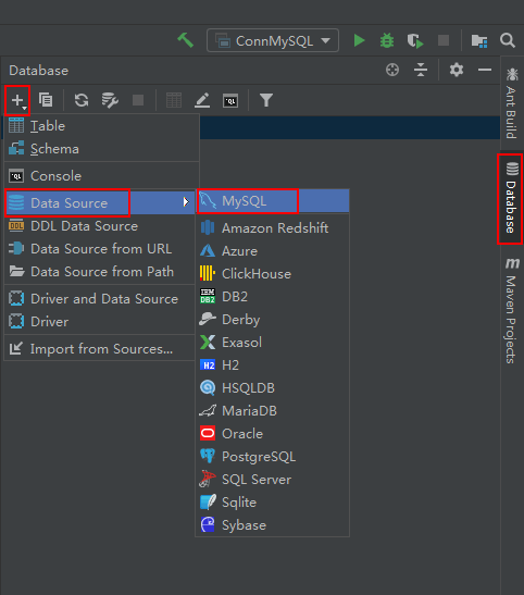 intellij idea连接数据库