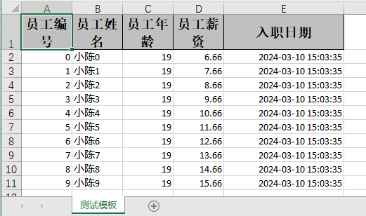 写入的数据