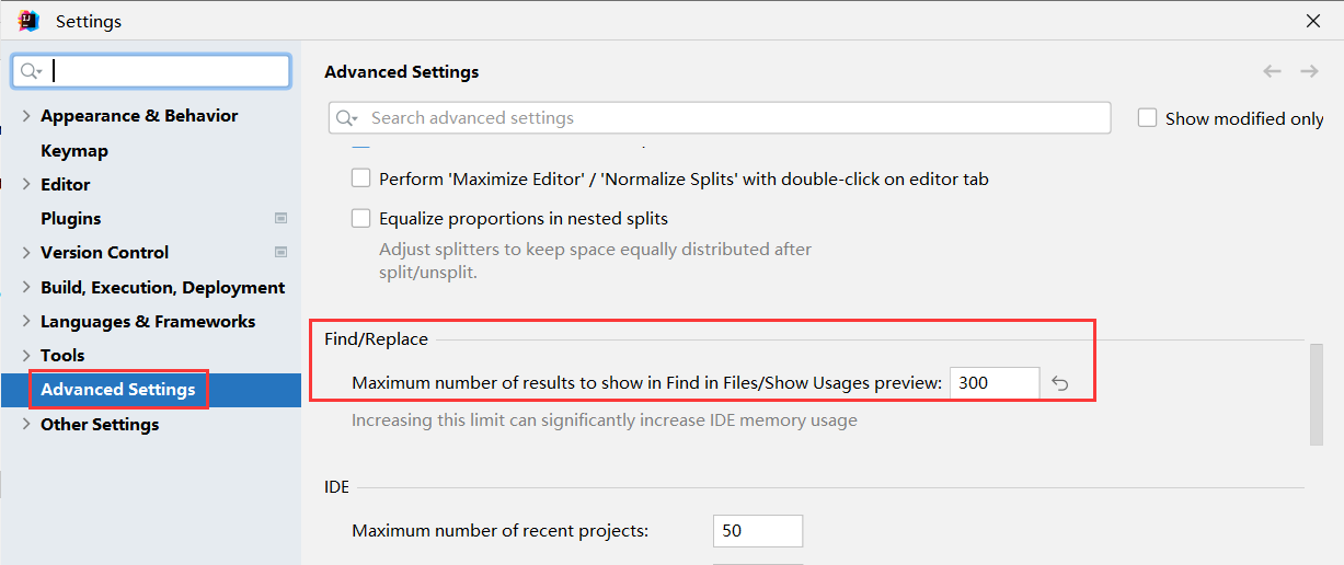 idea 搜索显示结果不够